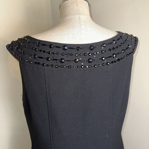 Tahari by Arthur S. Levine Black Jewel Neckline Formal Event Stretch Dress Sz 12 - Picture 6 of 11